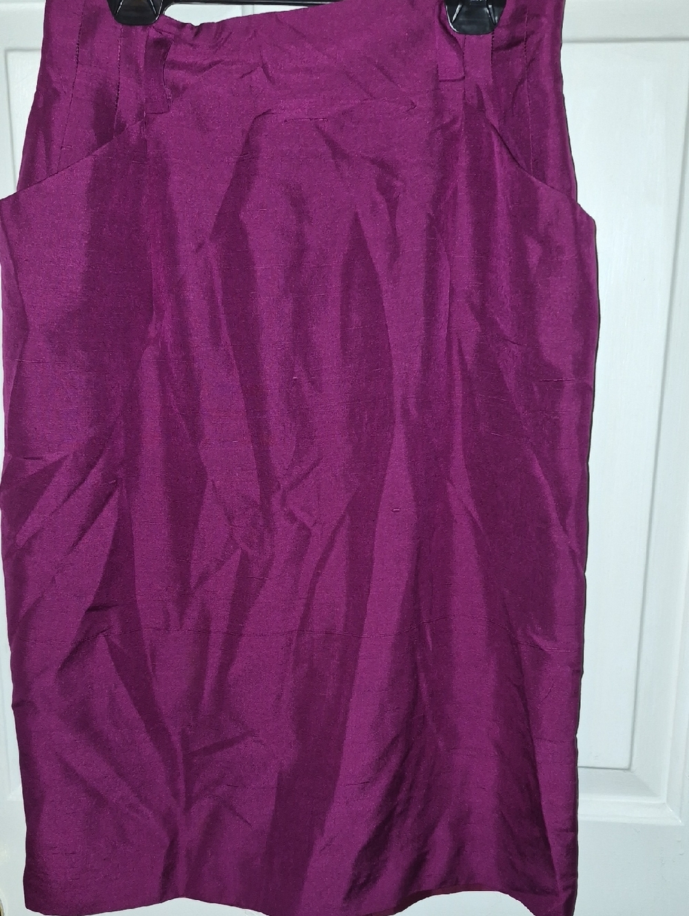 Vintage Magenta Silk Pencil Skirt With Pockets Size 4